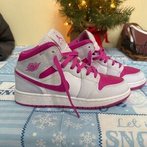 Jordan’s Size 5.5Y Pink and White Sneakers
